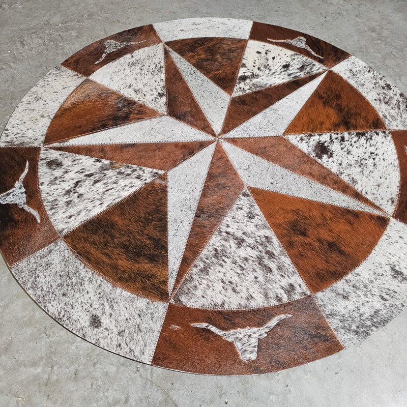 Texas Cowhide Star Round Rug Size 40 inches S-59