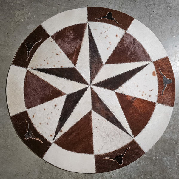 Texas Cowhide Star Round Rug Size 40 inches S-67