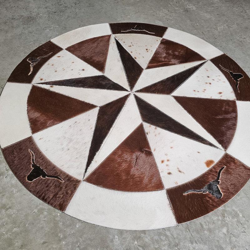 Texas Cowhide Star Round Rug Size 40 inches S-67