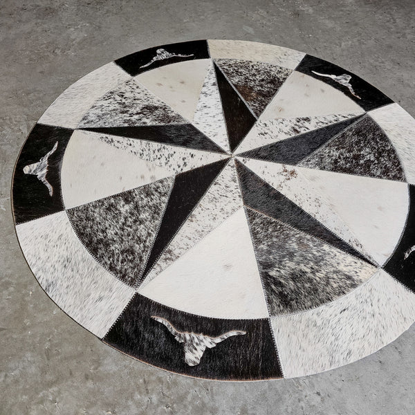 Texas Cowhide Star Round Rug Size 40 inches S-69