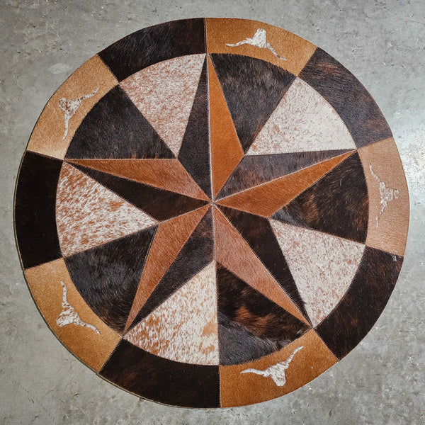 Texas Cowhide Star Round Rug Size 40 inches S-72