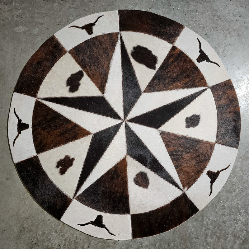 Texas Cowhide Star Round Rug Size 40 inches S-77