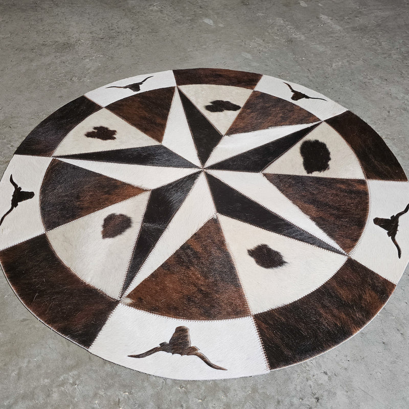 Texas Cowhide Star Round Rug Size 40 inches S-77