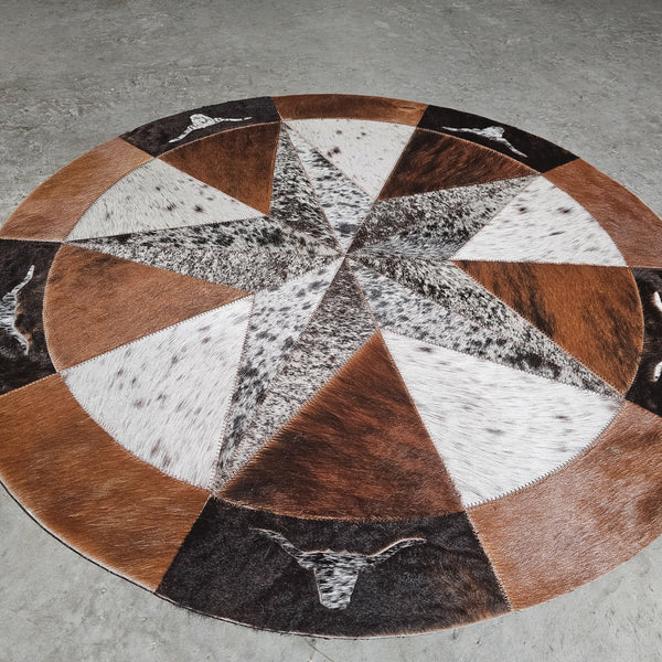 Texas Cowhide Star Round Rug Size 40 inches S-84