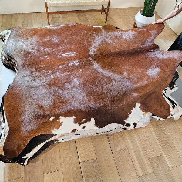 Brazilian Brown Cowhide Rug Size 7'9" L x 7'5" W 6670