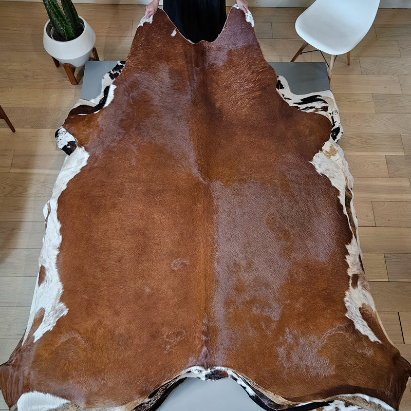 Brazilian Brown Cowhide Rug Size 8'1" L x 7'3" W 6676