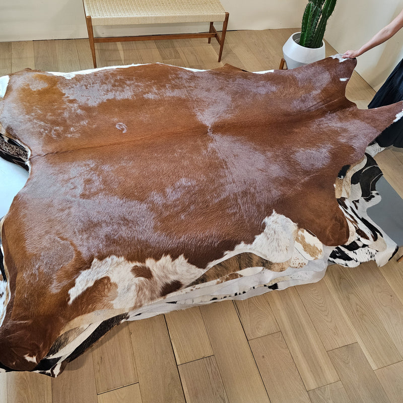 Brazilian Brown Cowhide Rug Size 8'1" L x 7'3" W 6676