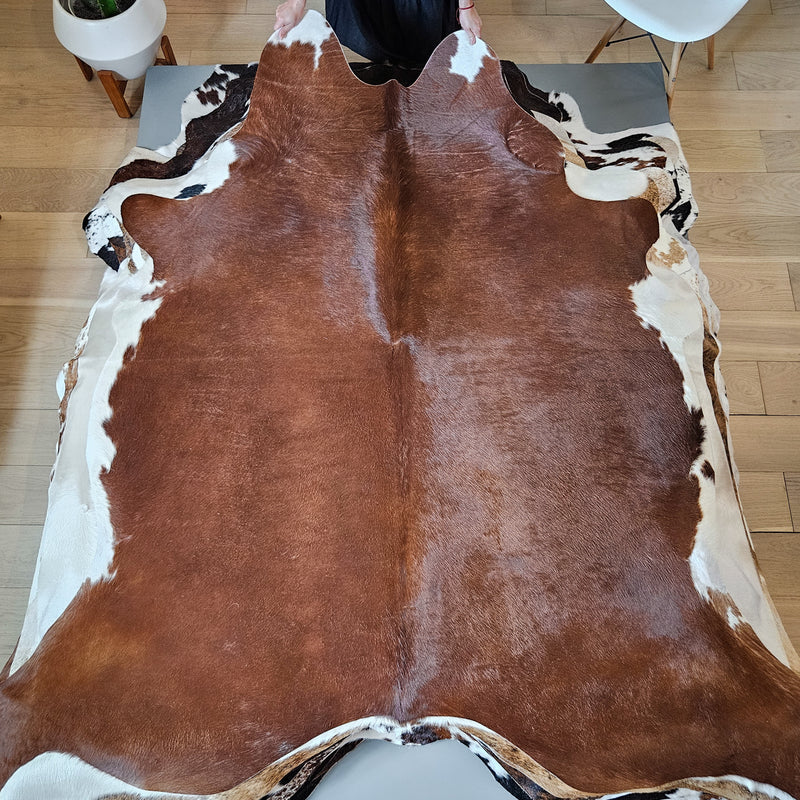 Brazilian Brown Cowhide Rug Size 7'4" L x 7'6" W 6677