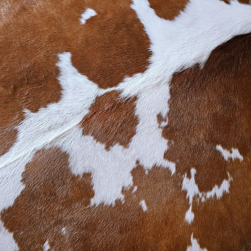 Brown and White Cowhide Rug Size 7'9" L x 6'10" W 6716