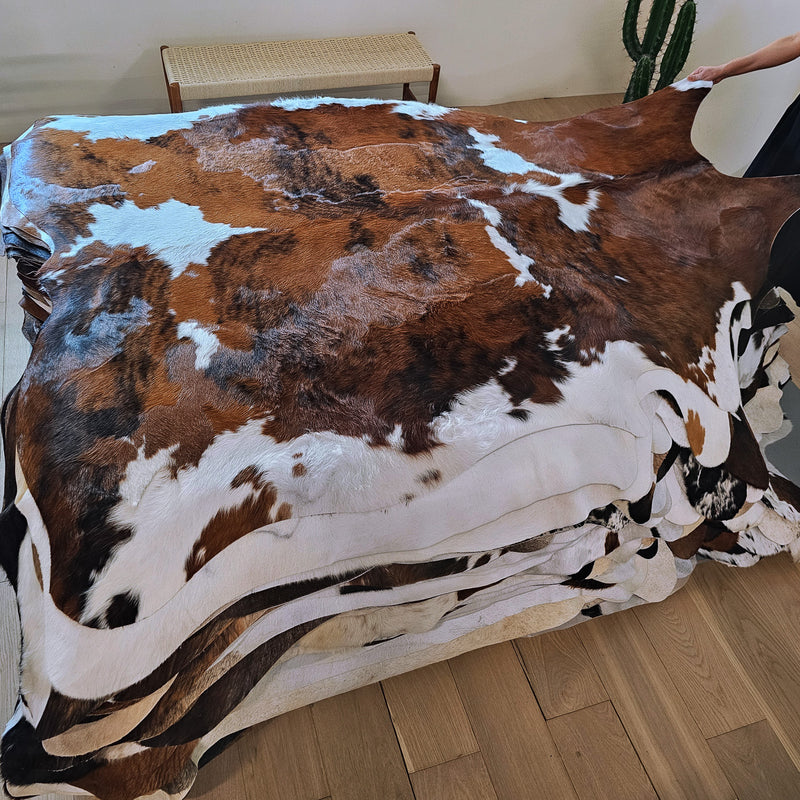 Tricolor Cowhide Rug Size 7'6" L x 6'8" W 6726