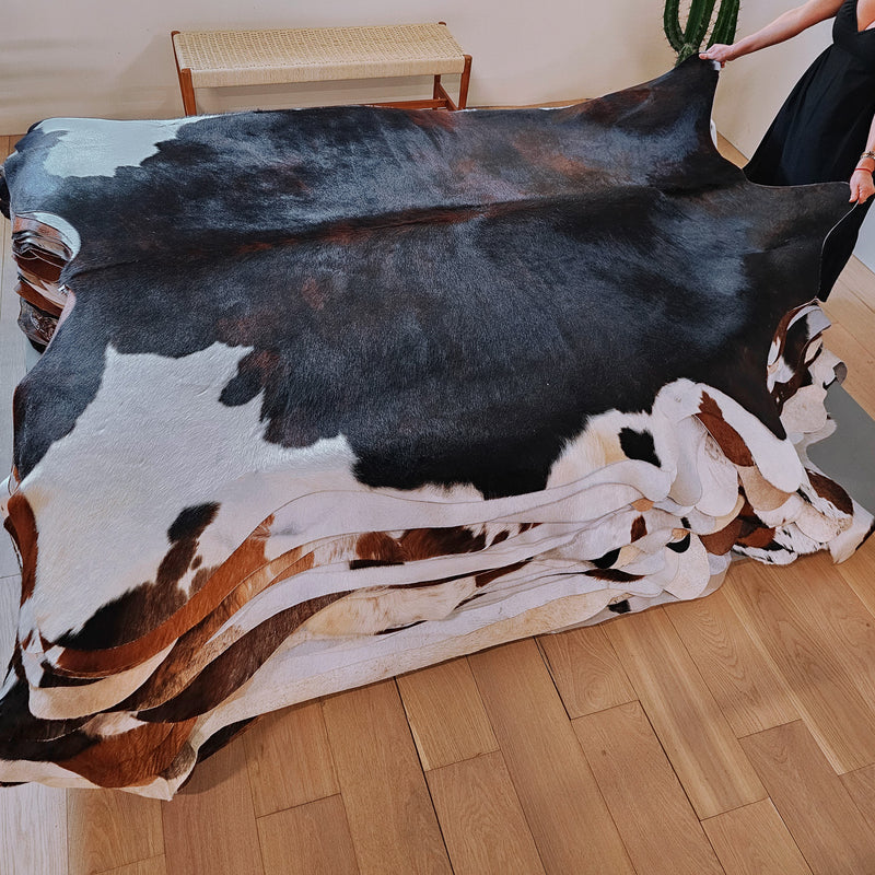 Brindle White Belly Cowhide Rug Size 7'9" L x 7'3" W 6762