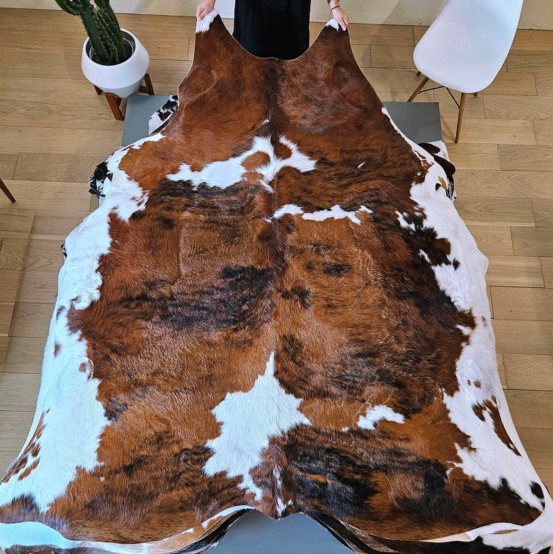 Tricolor Cowhide Rug Size 7'6" L x 6'8" W 6726