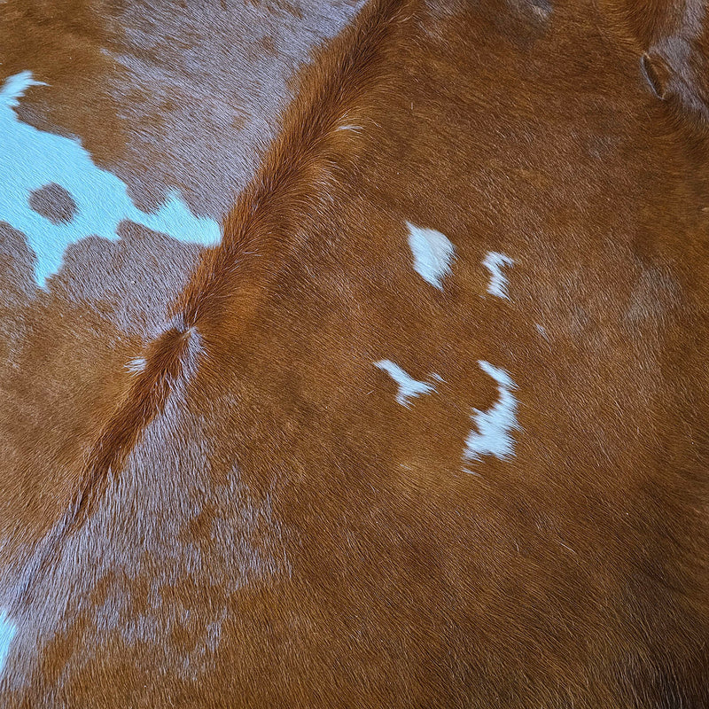 Brazilian Brown and White  Cowhide Rug Size 7'9" L x 7'0" W 7701