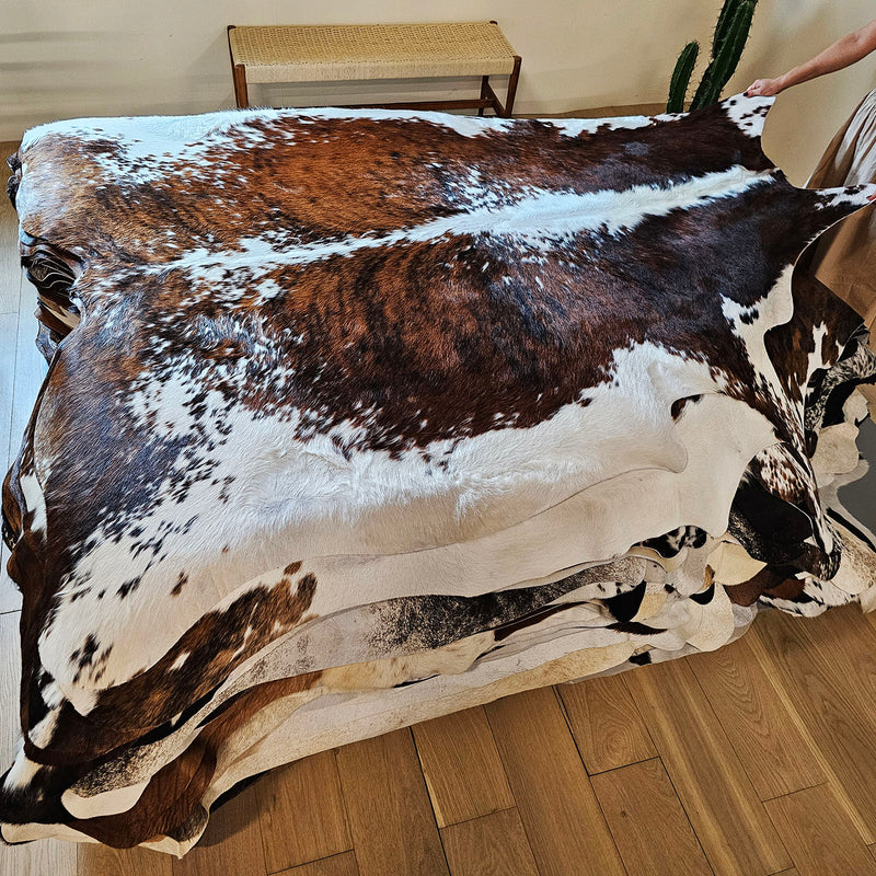 Tricolor Cowhide Rug Size 7'7" L x 6'6" W 7719