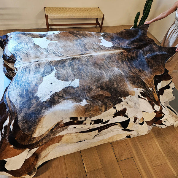 Tricolor Cowhide Rug Size 7'2" L x 6'7" W 7761