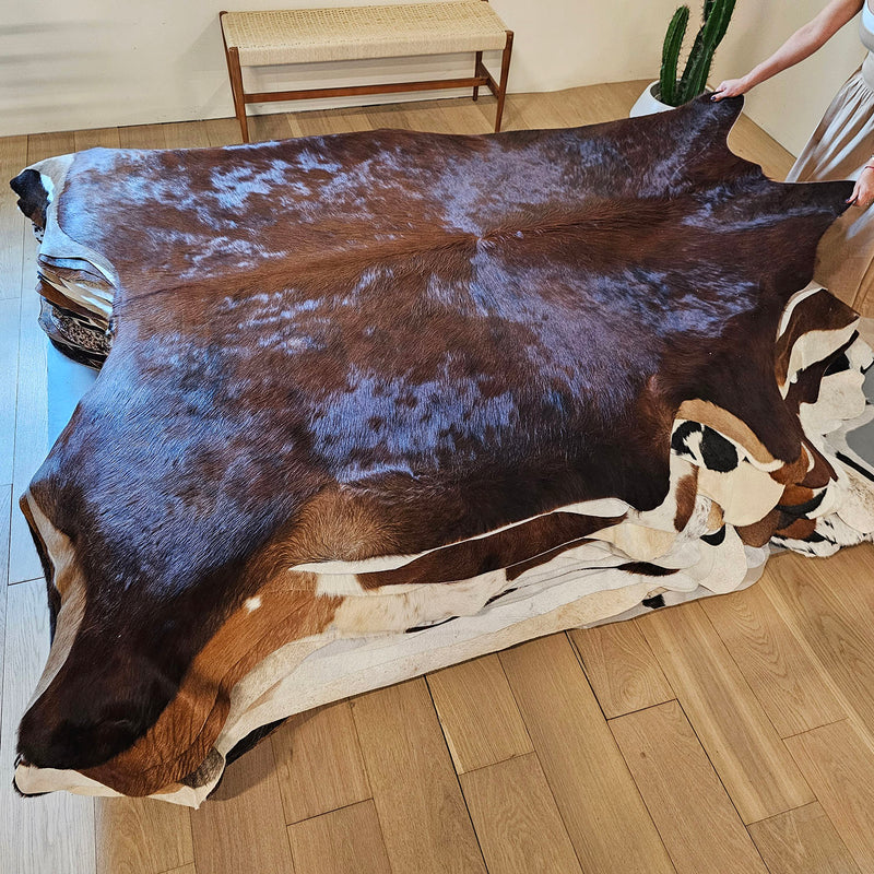 Brazilian Brindle Cowhide Rug Size 7'4" L x 7'9" W 7786