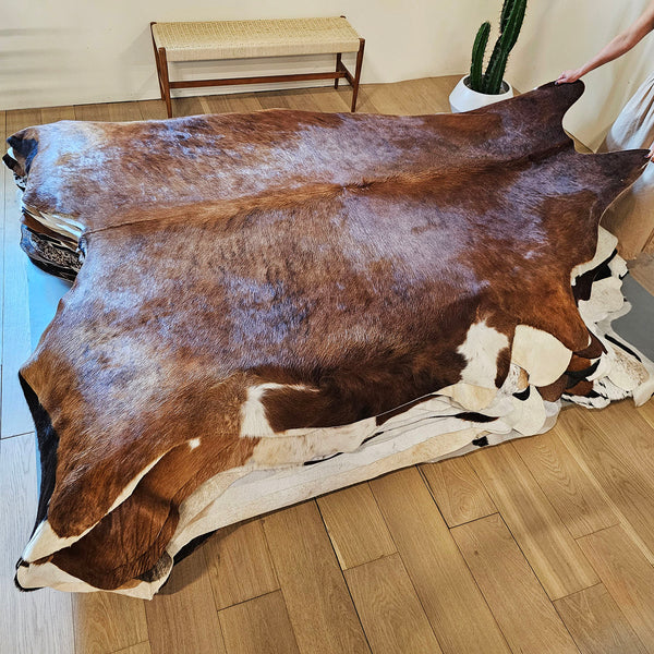 Brazilian Brindle Cowhide Rug Size 8'2" L x 7'3" W 7791