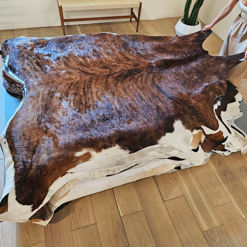 Brazilian Brindle Cowhide Rug Size 7'8" L x 6'8" W 7799