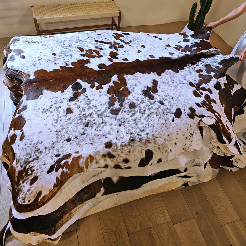 Tricolor Cowhide Rug Size 7'1" L x 7' W 7803