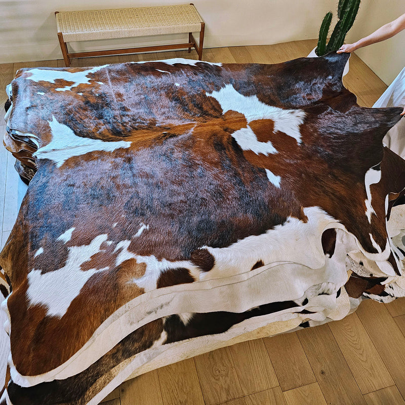 Tricolor Cowhide Rug Size 7'3" L x 7' W 7808