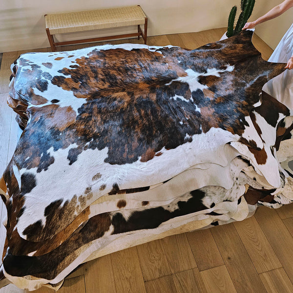 Tricolor Cowhide Rug Size 7'2" L x 6'6" W 7814