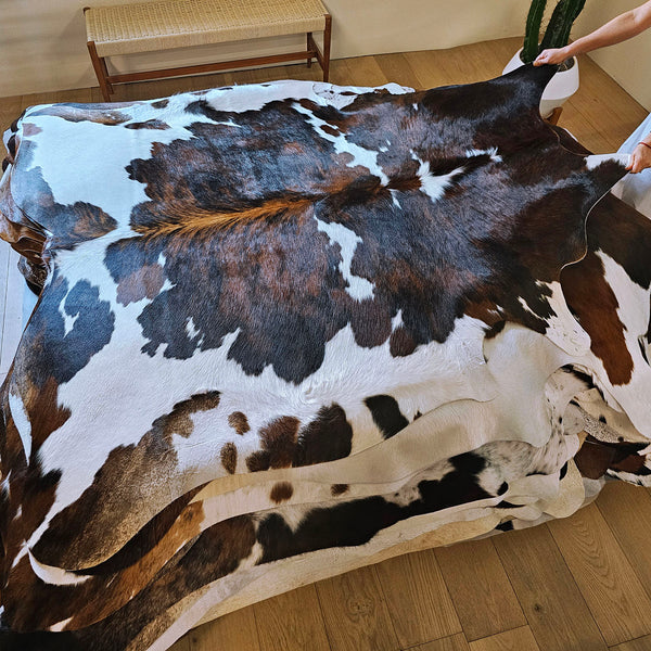 Tricolor Cowhide Rug Size 6'3" L x 6' W 7815