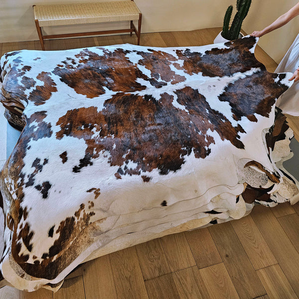 Tricolor Cowhide Rug Size 7'9" L x 7'3" W 7836