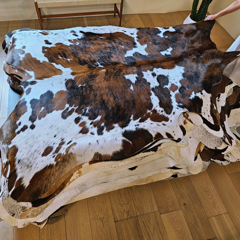 Tricolor Cowhide Rug Size 7'5" L x 6'9" W 7843