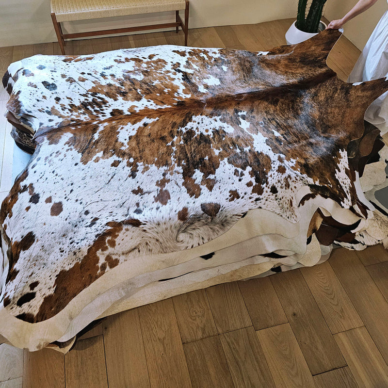 Tricolor Cowhide Rug Size 7'2" L x 7'4" W 7850