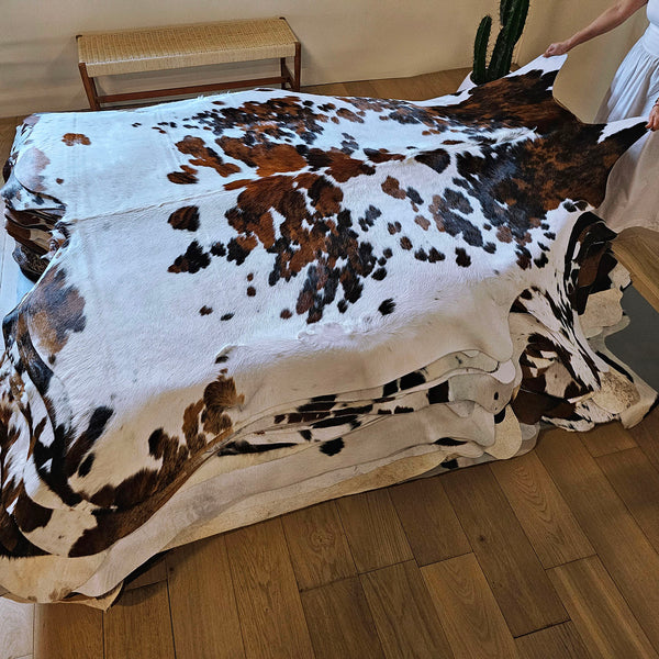 Tricolor Cowhide Rug Size 7'9" L x 7'1" W 7862