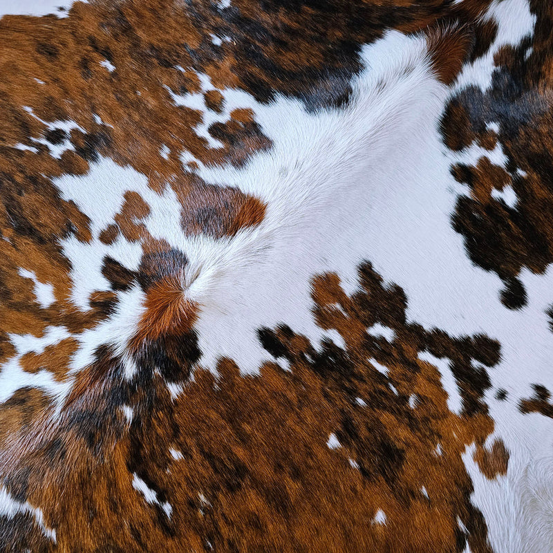 Tricolor Cowhide Rug Size 7'6" L x 6'5" W 7864