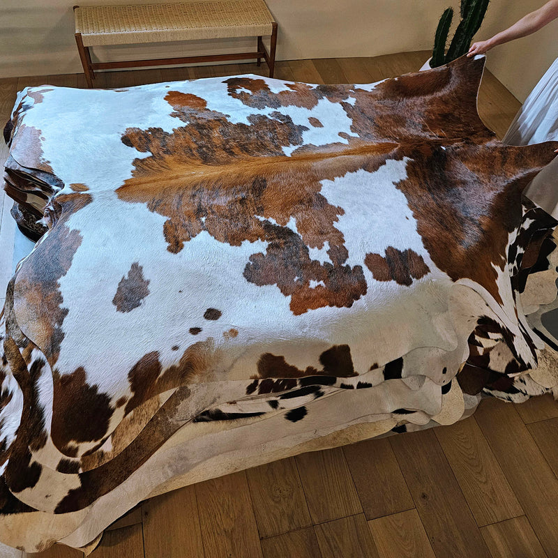 Tricolor Cowhide Rug Size 7'5" L x 6'6" W 7872