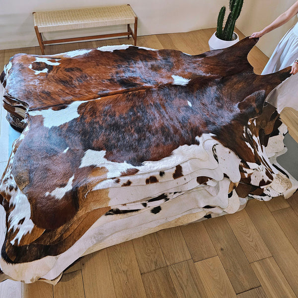 Tricolor Cowhide Rug Size 7'7" L x 6'4" W 7878