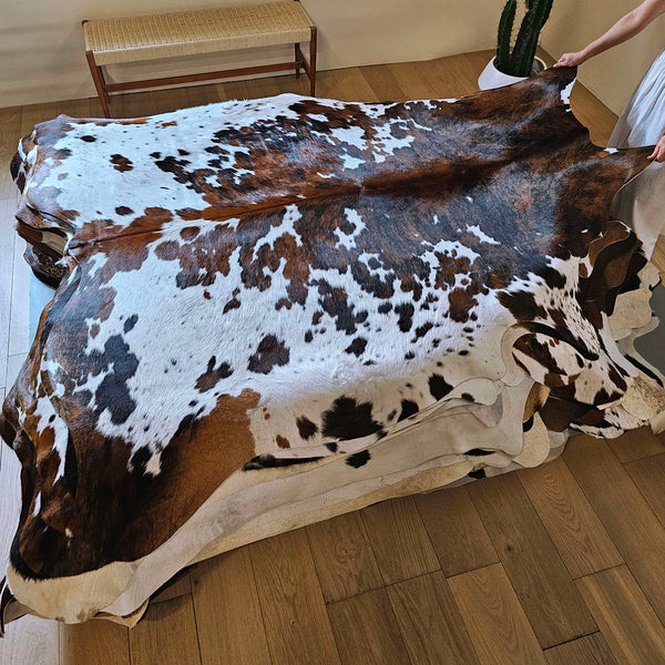 Tricolor Cowhide Rug Size 7'6" L x 7'2" W 7887