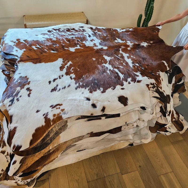 Tricolor Cowhide Rug Size 7'5" L x 6'9" W 7900