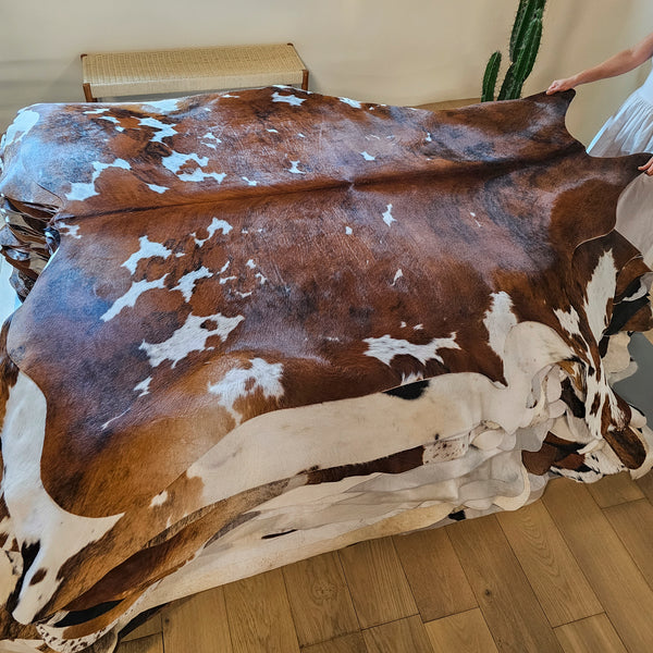 Tricolor Cowhide Rug Size 7'1" L x 6'6" W 7905