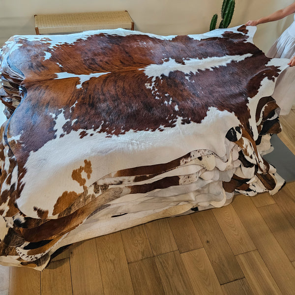 Tricolor Cowhide Rug Size 7'5" L x 7'1" W 7907