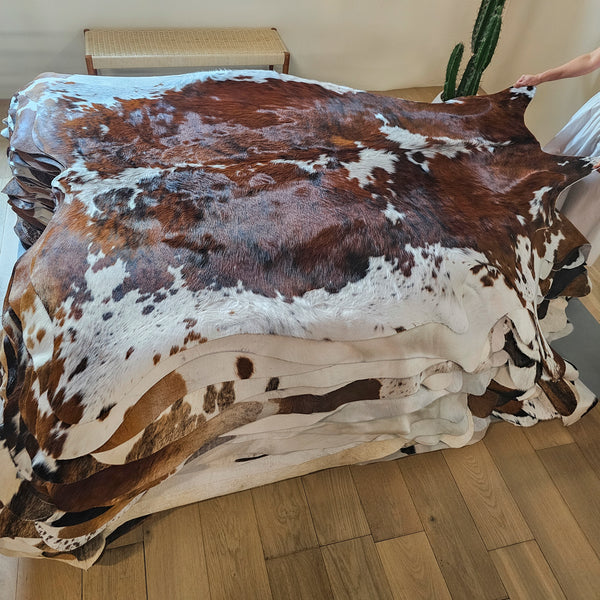 Tricolor Cowhide Rug Size 7'4" L x 5'9" W 7913