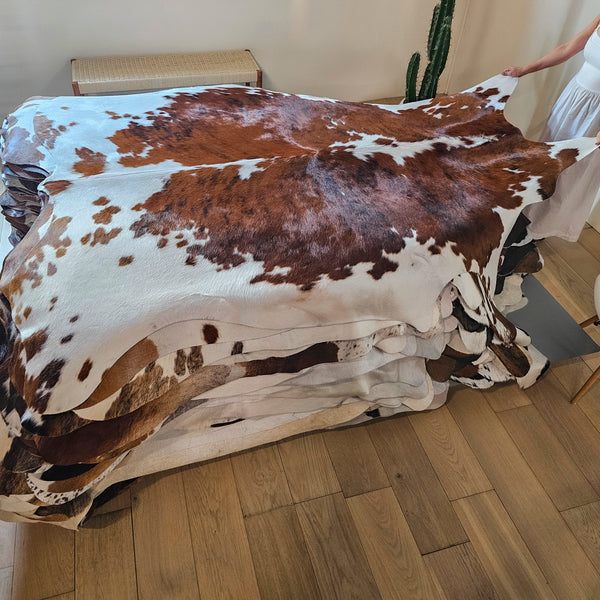 Tricolor Cowhide Rug Size 8'1" L x 7'2" W 7914