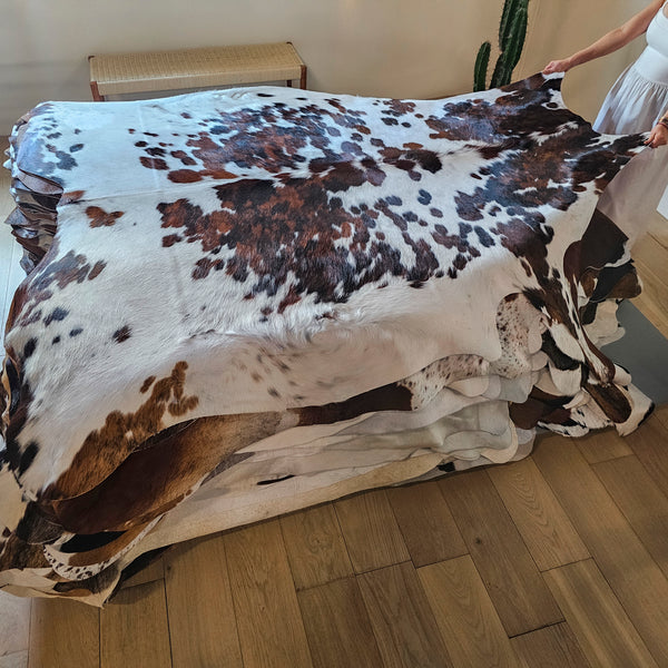 Tricolor Cowhide Rug Size 7'9" L x 7'3" W 7920