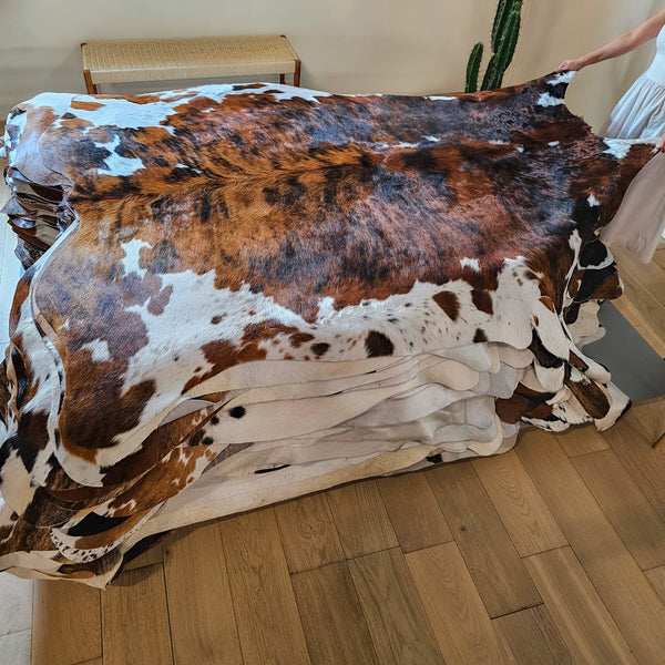 Tricolor Cowhide Rug Size 7'9" L x 6'1" W 7923