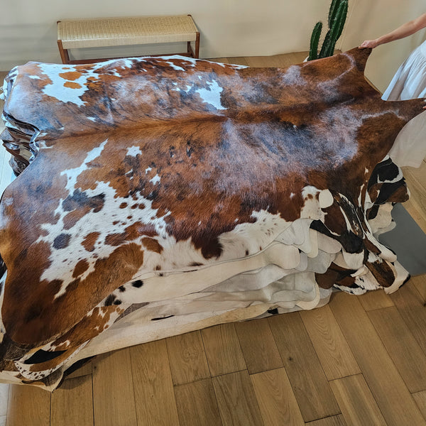 Tricolor Cowhide Rug Size 7'8" L x 7'2" W 7934