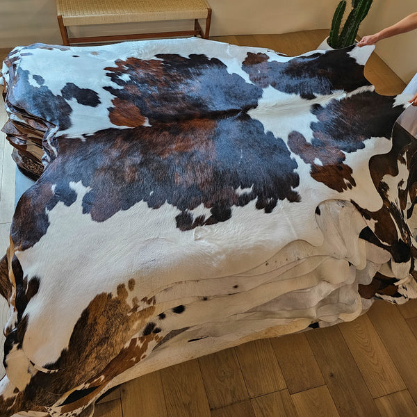 Tricolor Cowhide Rug Size 6'9" L x 6'7" W 7935