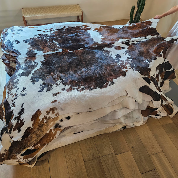 Tricolor Cowhide Rug Size 7'8" L x 6'10" W 7937