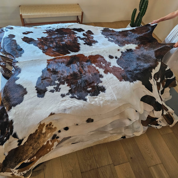 Tricolor Cowhide Rug Size 7'4" L x 6'2" W 7938