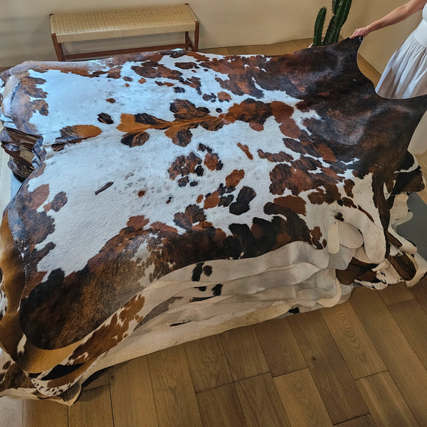 Tricolor Cowhide Rug Size 7'5" L x 6'10" W 7941