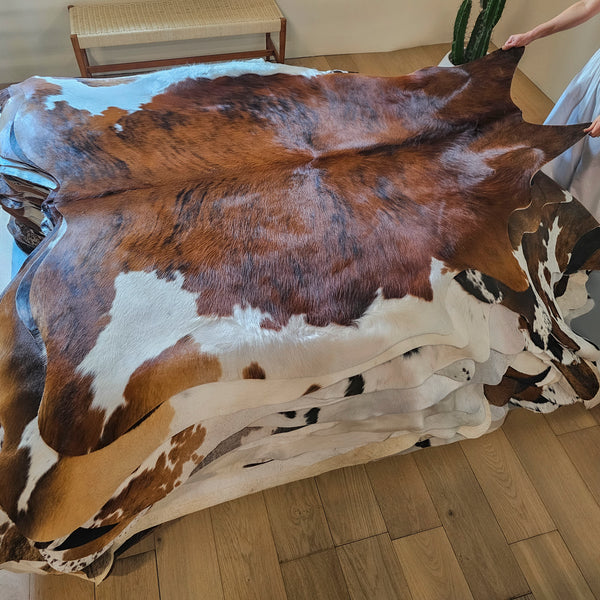 Tricolor Cowhide Rug Size 6'11" L x 6'5" W 7943