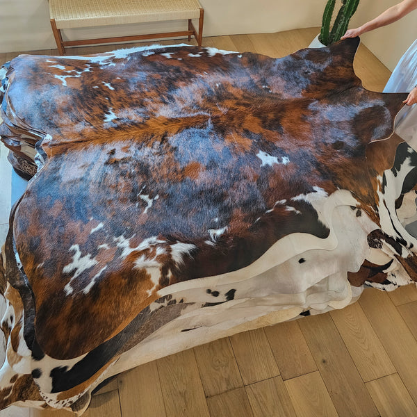 Tricolor Cowhide Rug Size 6'11" L x 6'7" W 7954