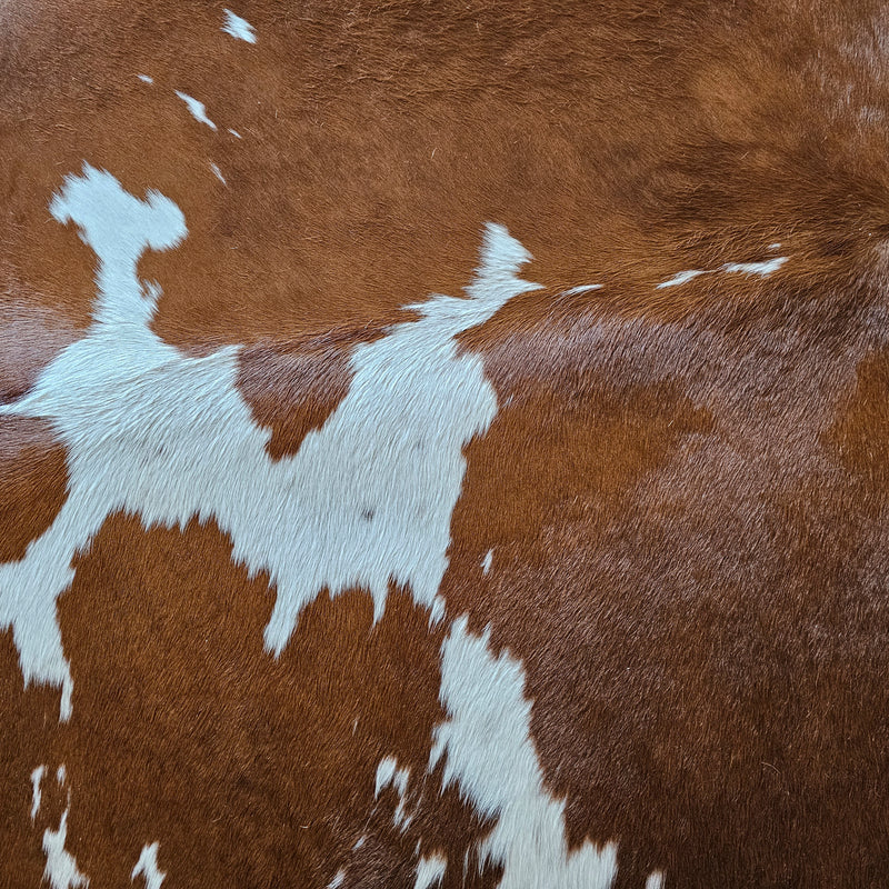 Brown and White Cowhide Rug Size 7'3" L x 6'6" W 7956