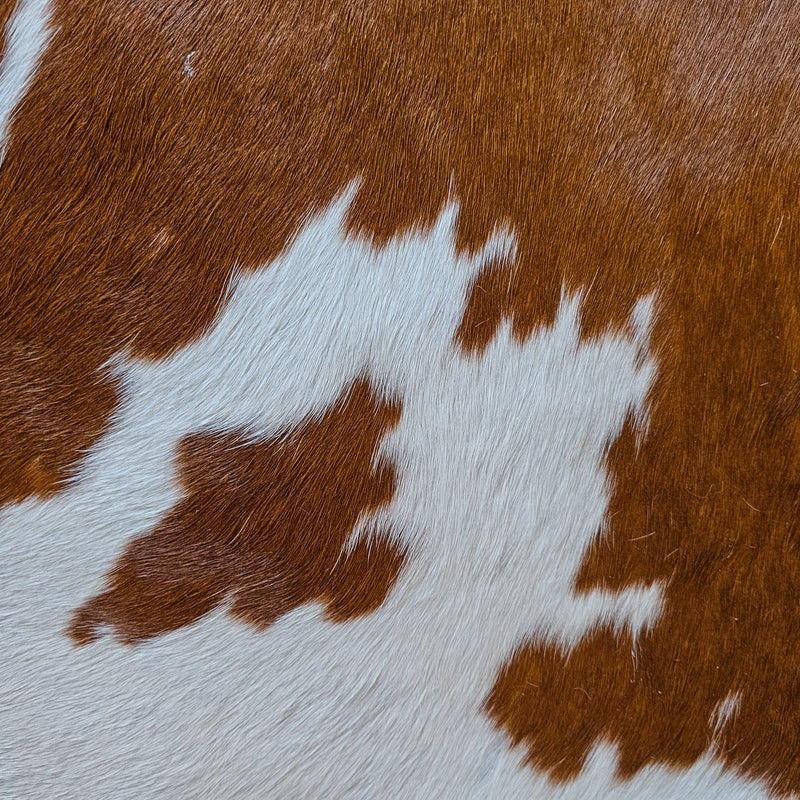 Brown and White Cowhide Rug Size 7'5" L x 6'2" W 7962